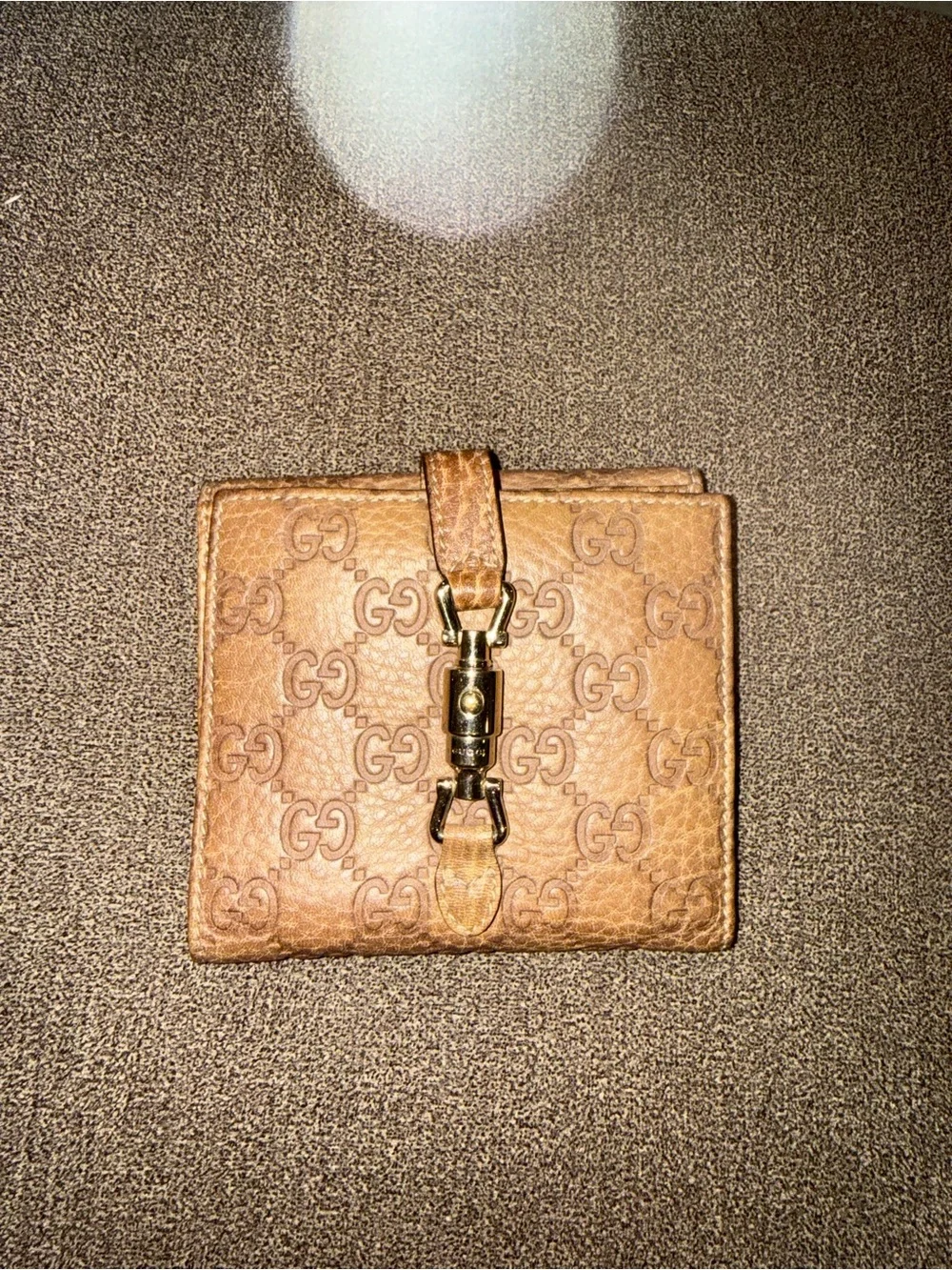 Gucci Jackie Monogram Leather Trifold Wallet